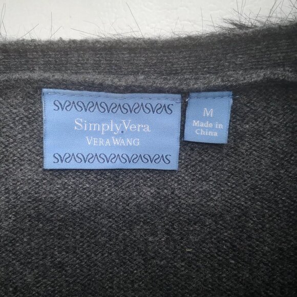Simply Vera Vera Wang Ladies Size Medium Black & Grey Wool Blend Sweater - Picture 3 of 13